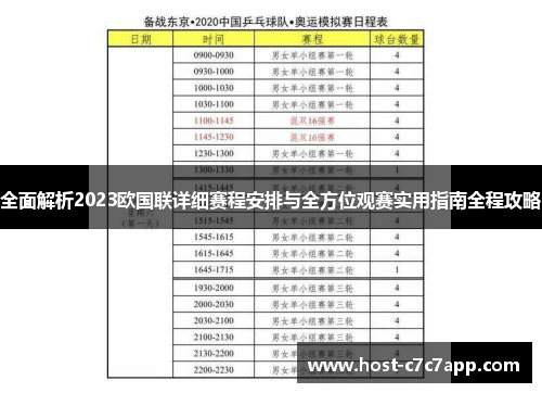 全面解析2023欧国联详细赛程安排与全方位观赛实用指南全程攻略